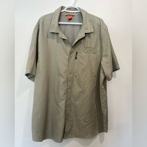 Merrell Breathable Mesh Button Down Short Sleeve Shirt in Sage Green Hiking Gear